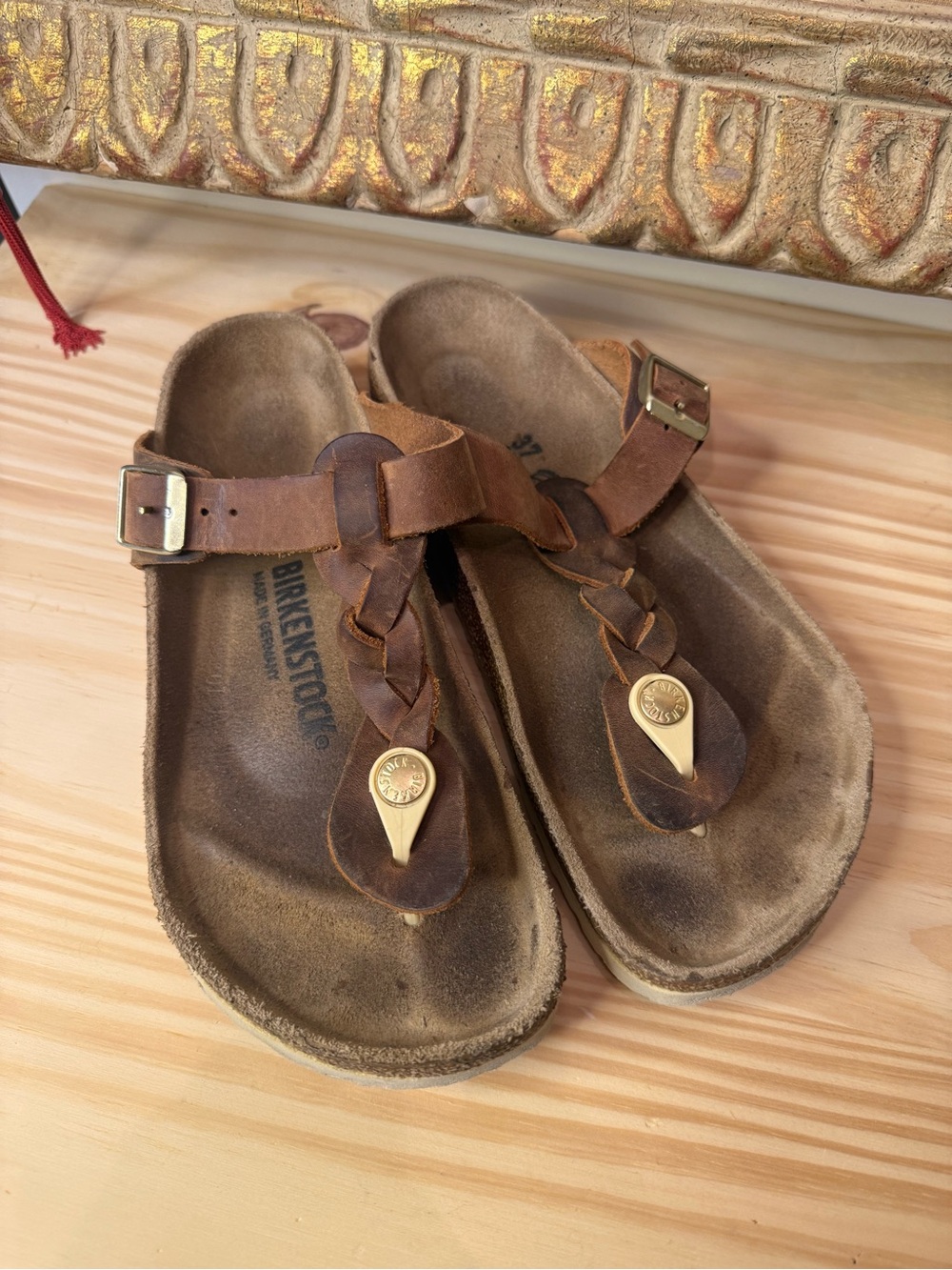 Birkenstock Brown Braided Leather Sandals